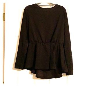 SHEIN XL Black Peplem style Blouse. Open back.